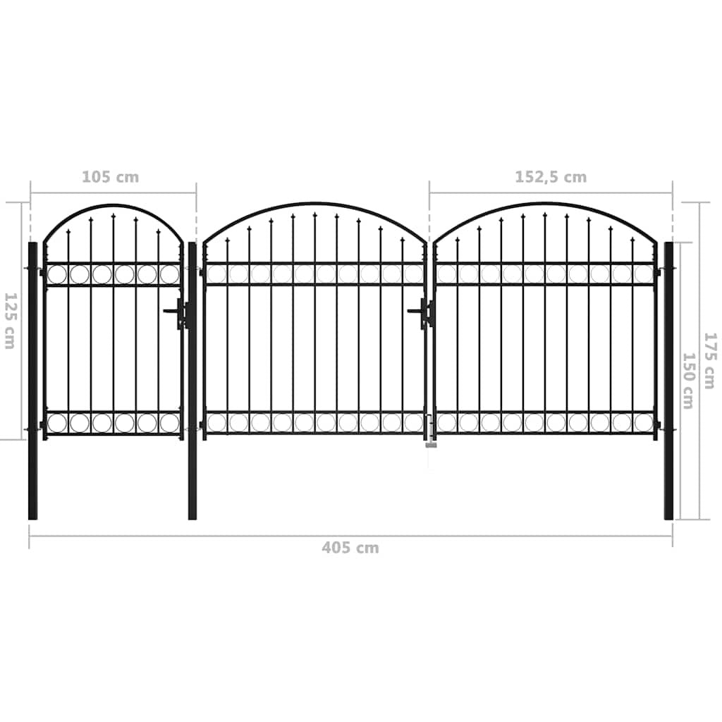 Garden Gate Black 175 x 400 cm Steel