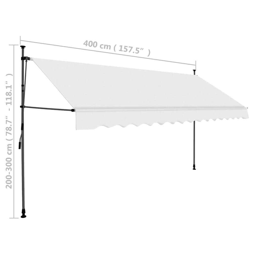Manual Retractable Awning with LED 400 cm Cream