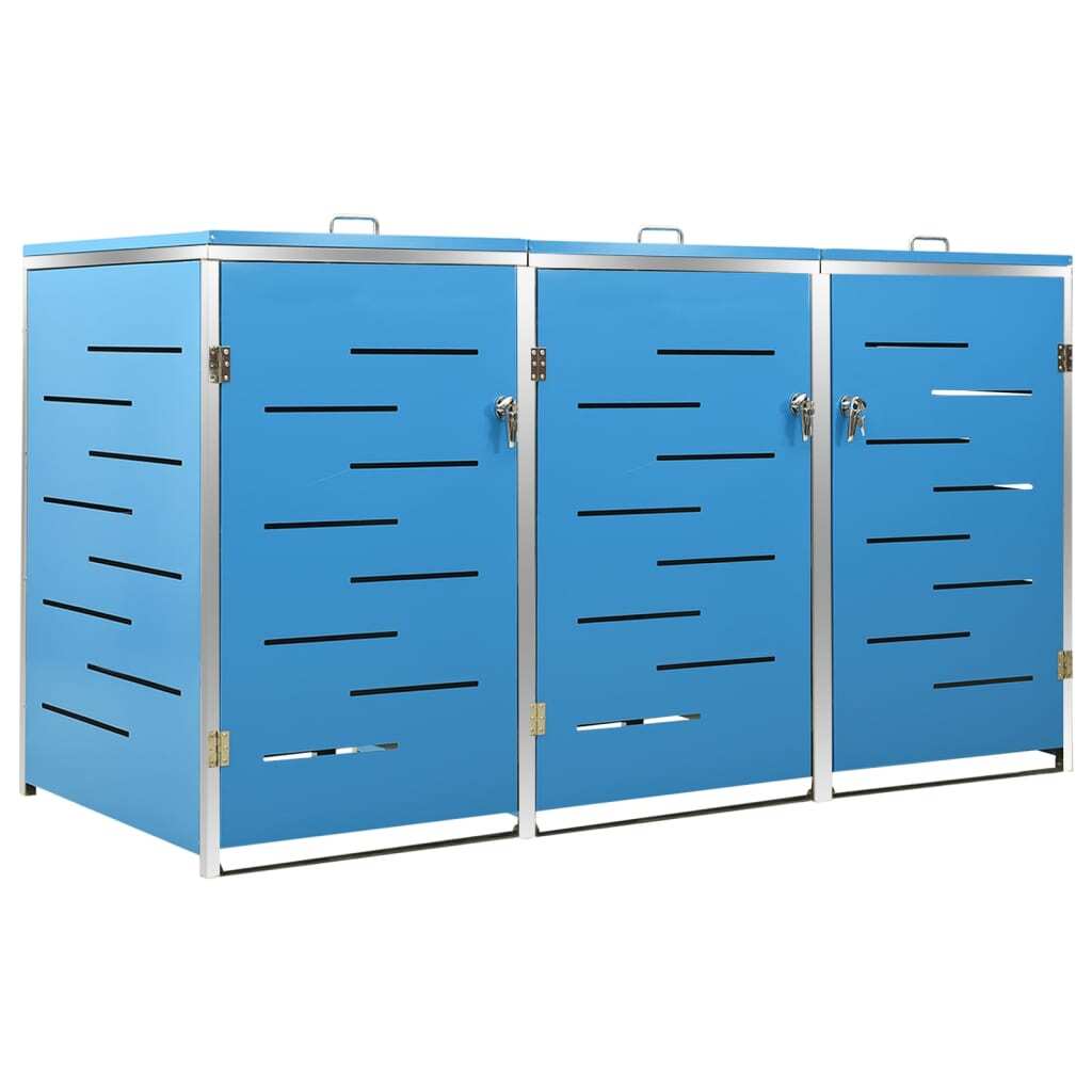Triple Wheelie Bin Shed 207x77.5x112.5 cm Stainless Steel