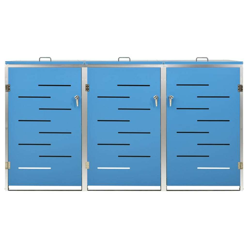 Triple Wheelie Bin Shed 207x77.5x112.5 cm Stainless Steel