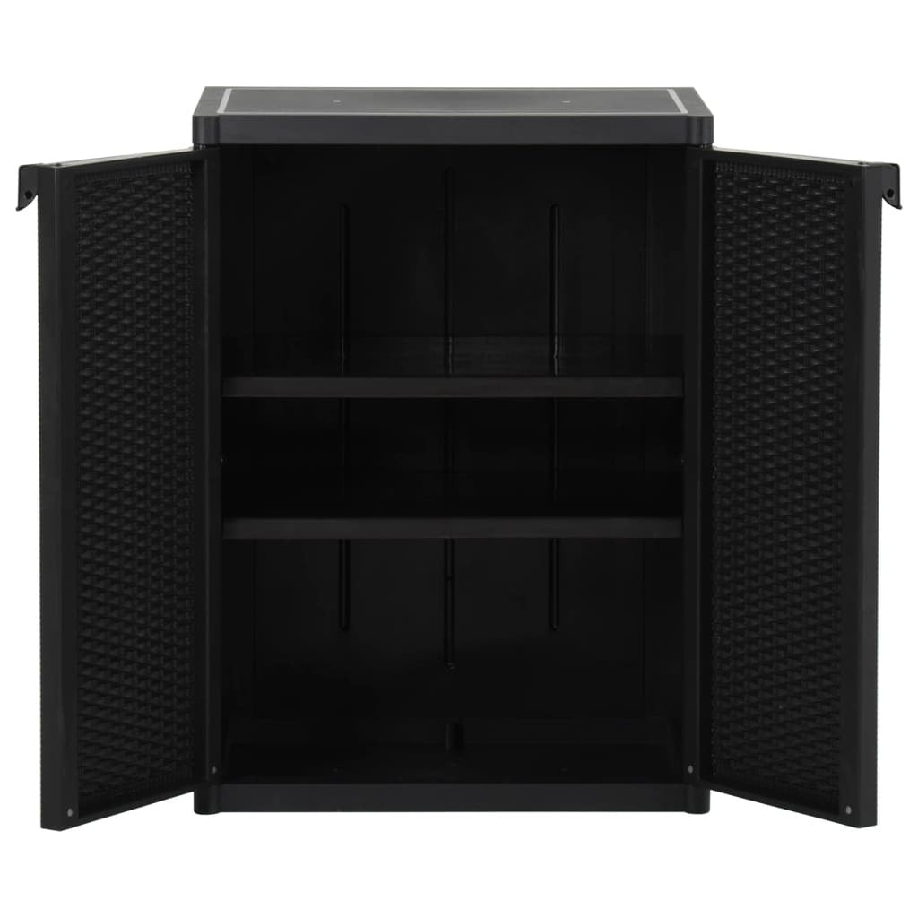 Garden Storage Cabinet Black 65x45x88 cm PP Rattan