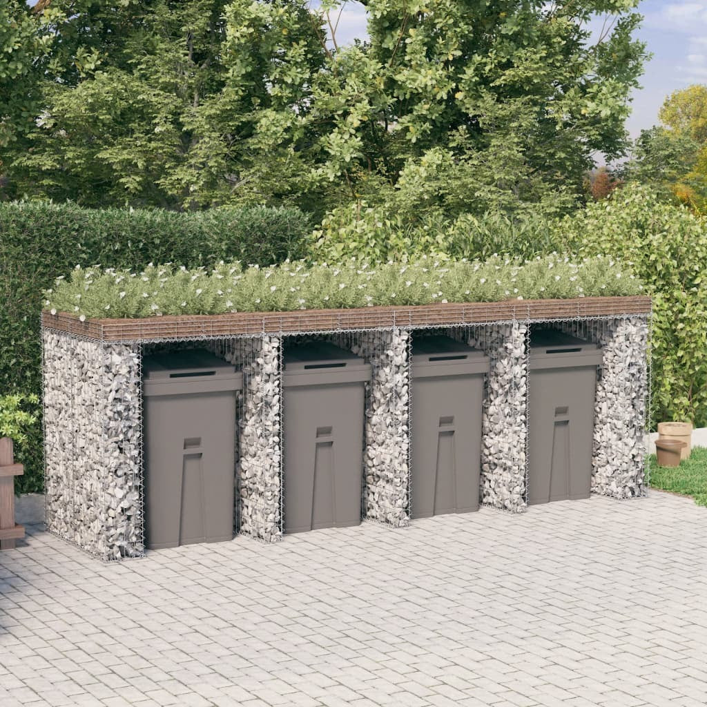 Gabion Wall for Garbage Bin 350x91x120 cm Galvanised Iron