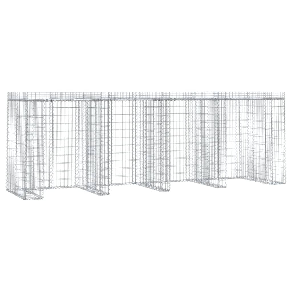 Gabion Wall for Garbage Bin 350x91x120 cm Galvanised Iron