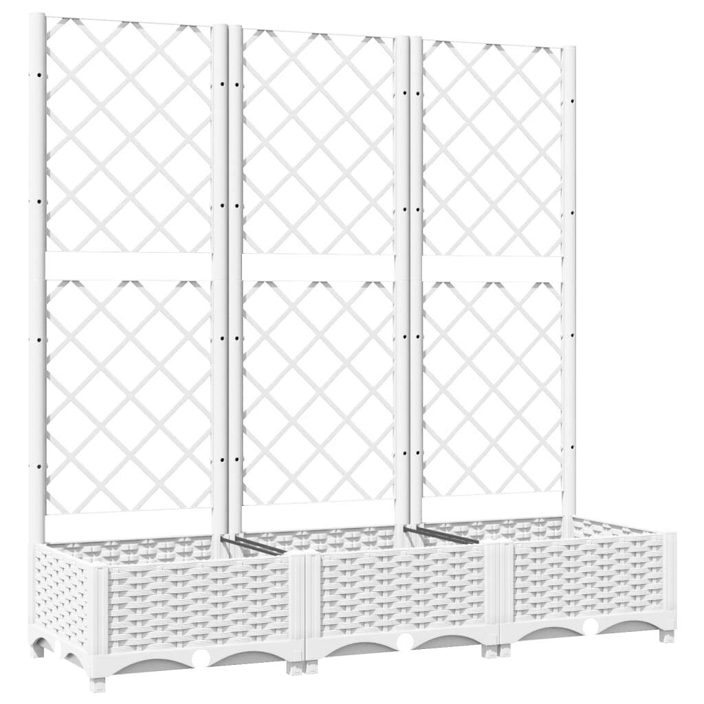 Garden Planter with Trellis White 120x40x121.5 cm PP