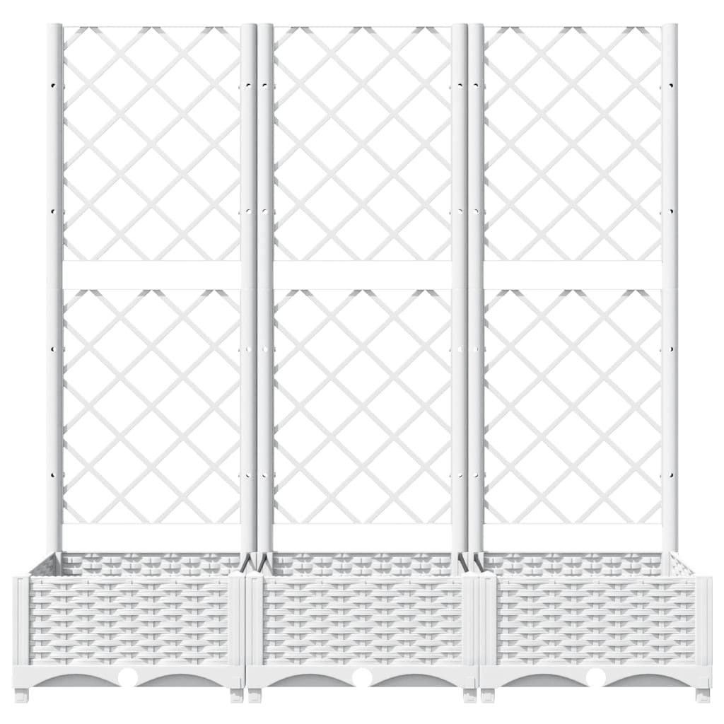 Garden Planter with Trellis White 120x40x121.5 cm PP
