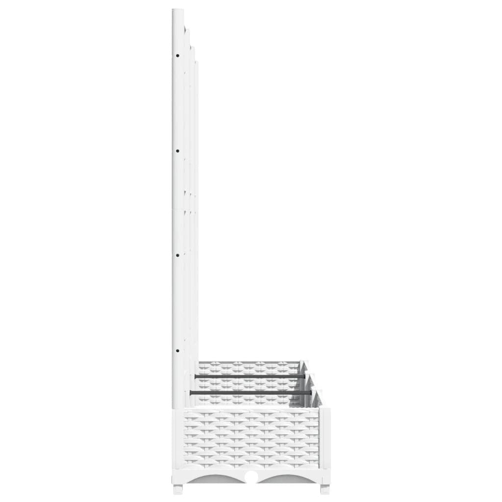 Garden Planter with Trellis White 120x40x121.5 cm PP