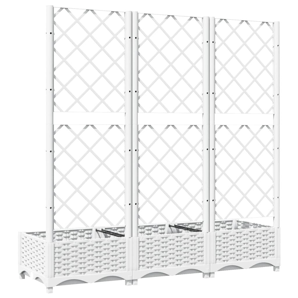 Garden Planter with Trellis White 120x40x121.5 cm PP