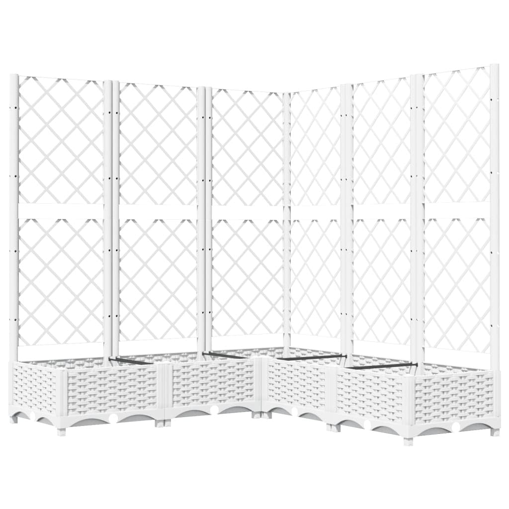 Garden Planter with Trellis White 120x120x121.5 cm PP