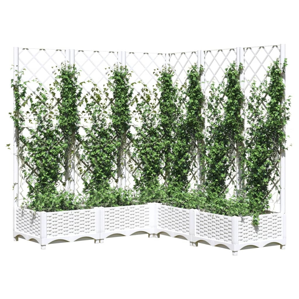 Garden Planter with Trellis White 120x120x121.5 cm PP