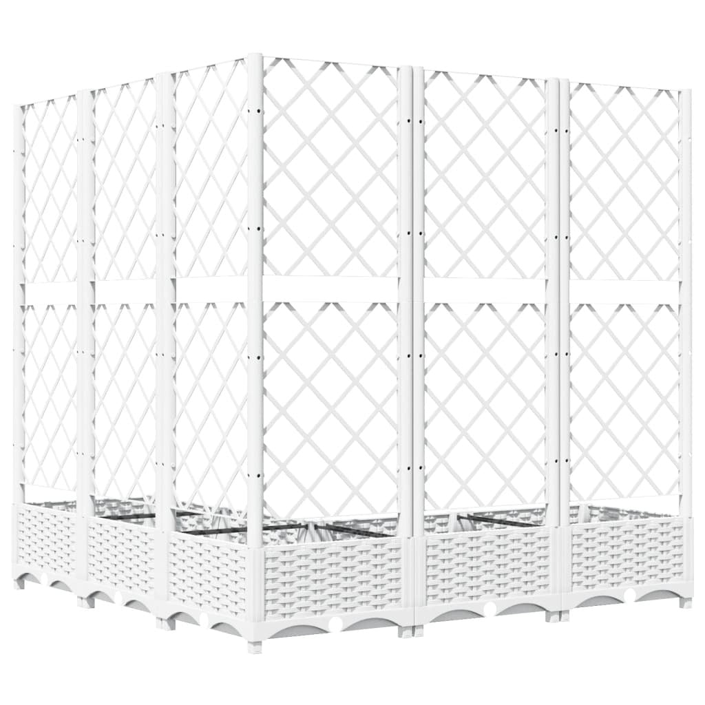 Garden Planter with Trellis White 120x120x121.5 cm PP