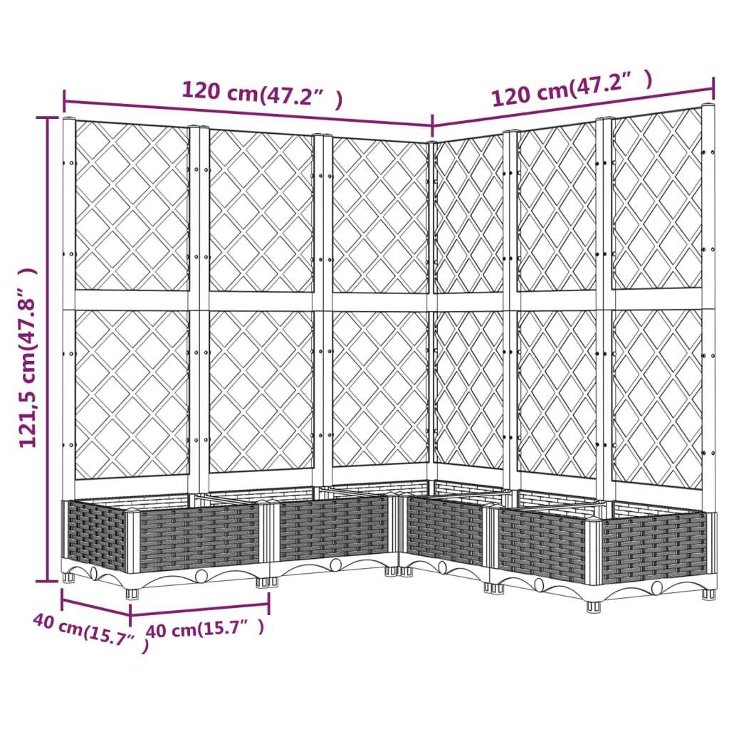 Garden Planter with Trellis White 120x120x121.5 cm PP