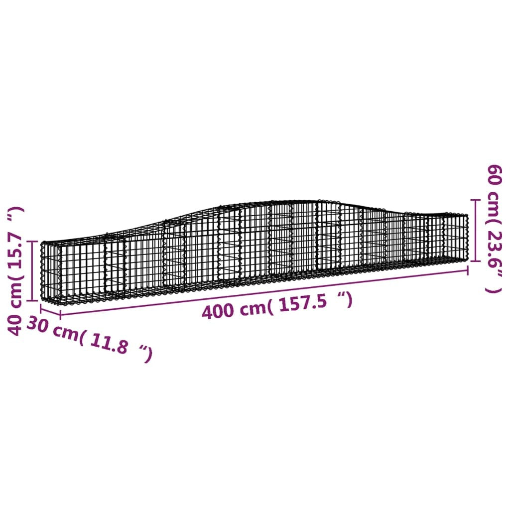Arched Gabion Basket 400x30x40/60 cm Galvanised Iron