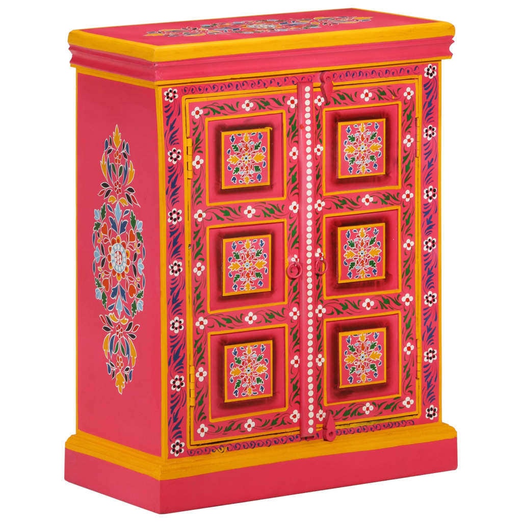 Sideboard Solid Mango Wood Pink Hand Painted