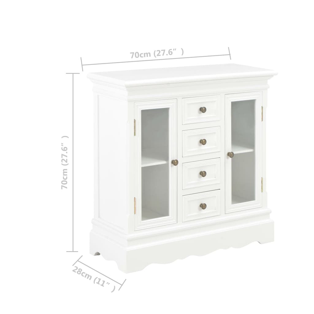 Sideboard White 70x28x70 cm Solid Pine Wood