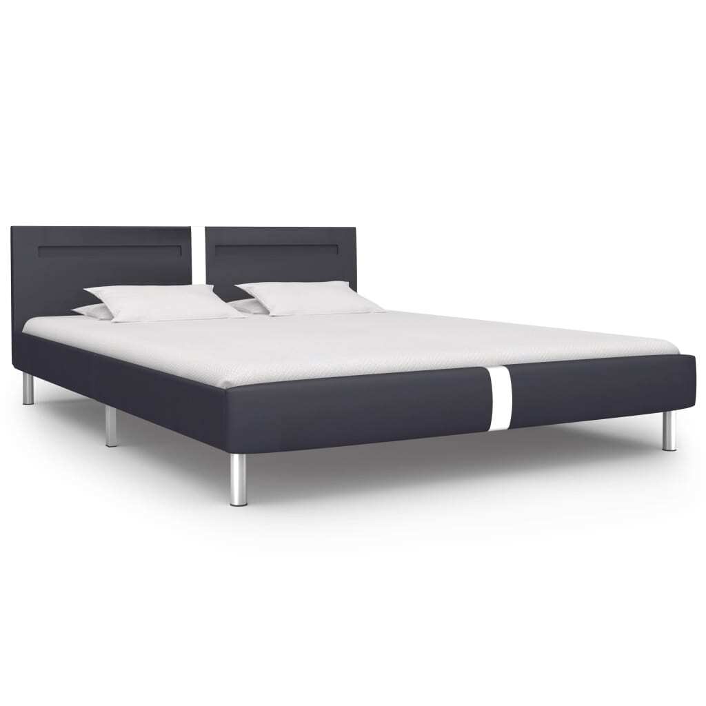 Bed Frame with LED without Mattress Black 150x200 cm King Size