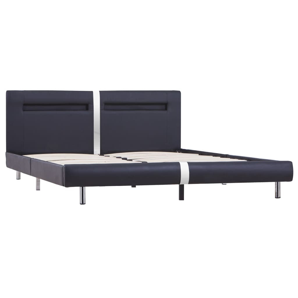 Bed Frame with LED without Mattress Black 150x200 cm King Size