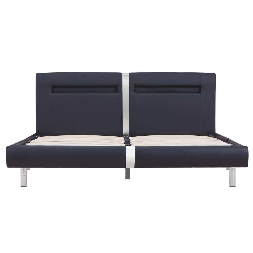 Bed Frame with LED without Mattress Black 150x200 cm King Size