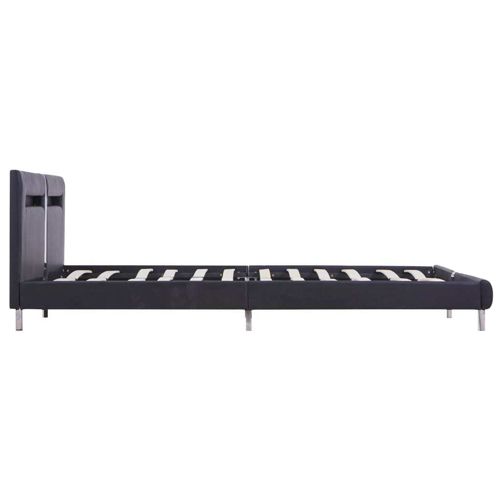 Bed Frame with LED without Mattress Black 150x200 cm King Size