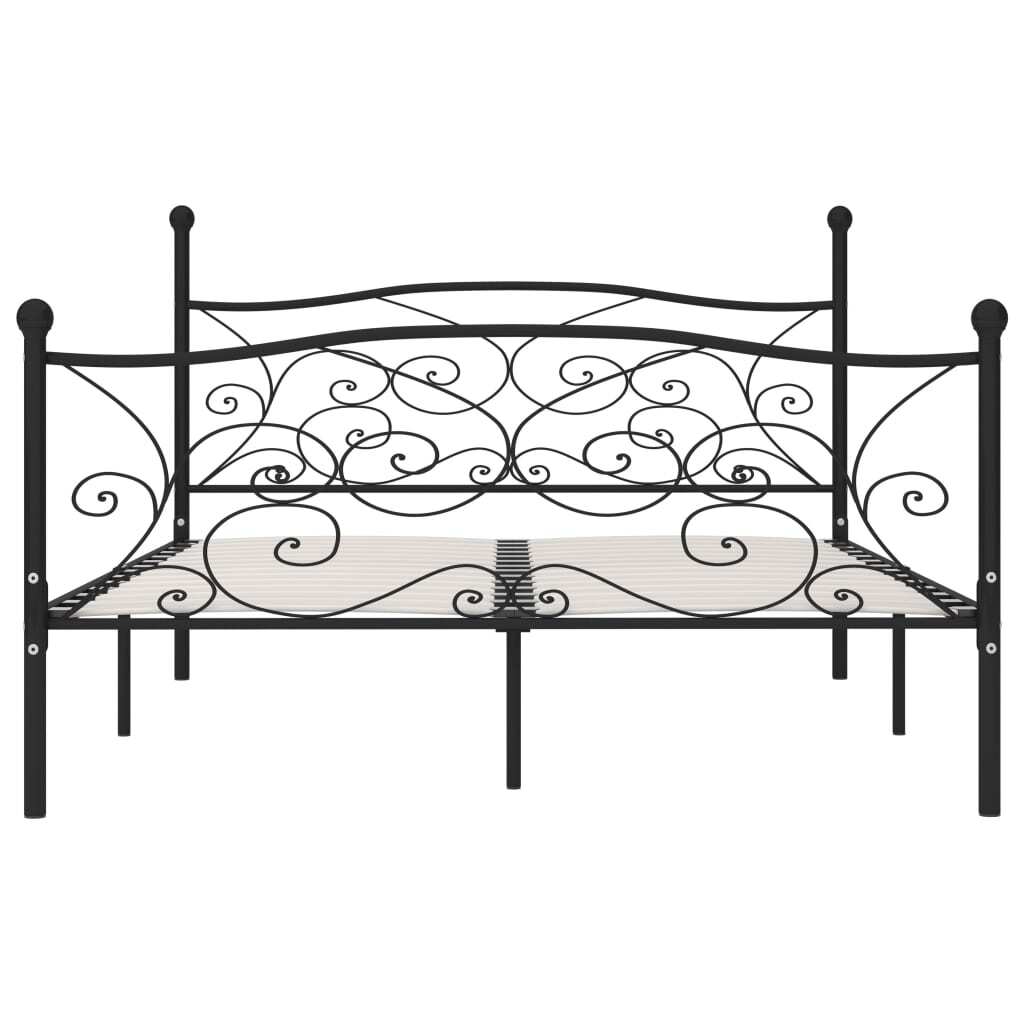 Bed Frame without Mattress with Slatted Base Black Metal 200x200 cm