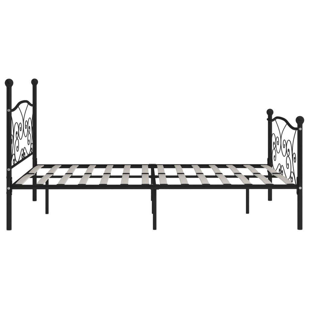 Bed Frame without Mattress with Slatted Base Black Metal 200x200 cm