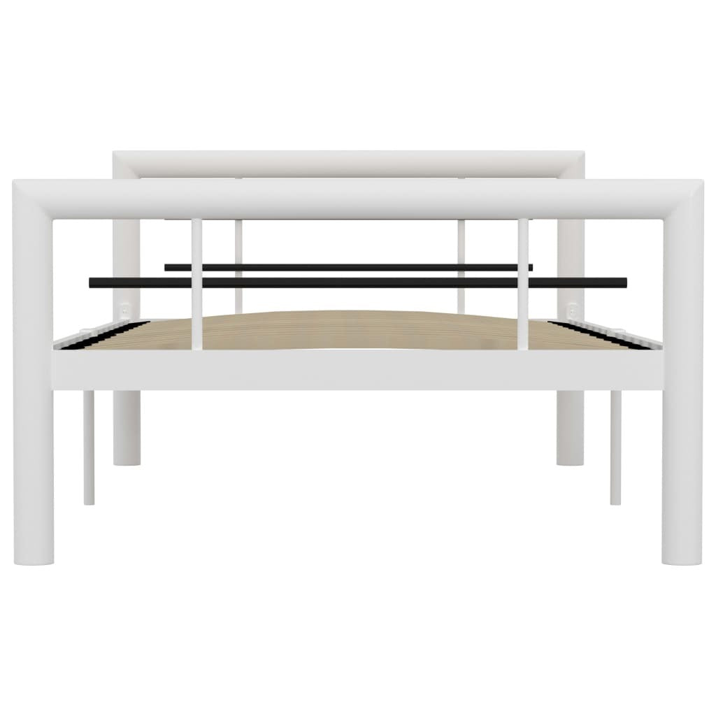 Bed Frame without Mattress White and Black Metal 100x200 cm