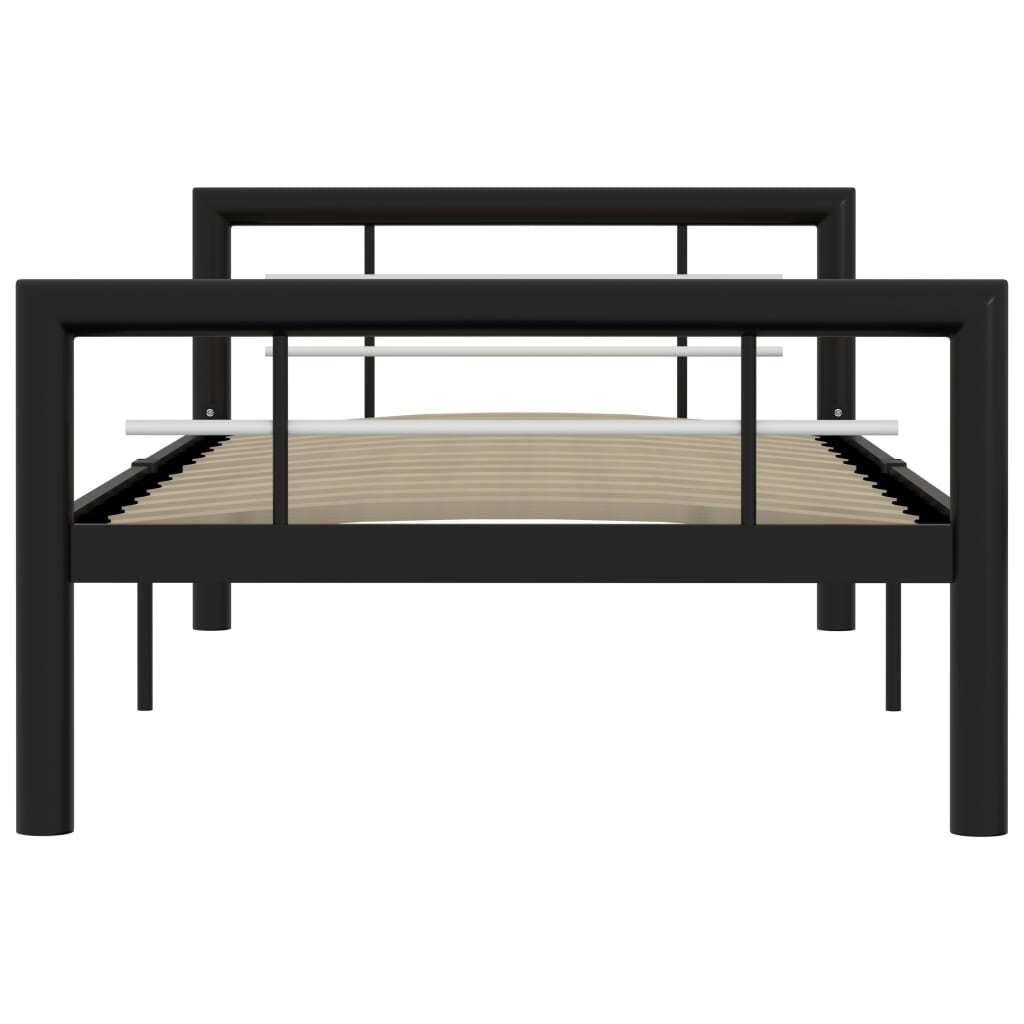 Bed Frame without Mattress Black and White Metal 100x200 cm