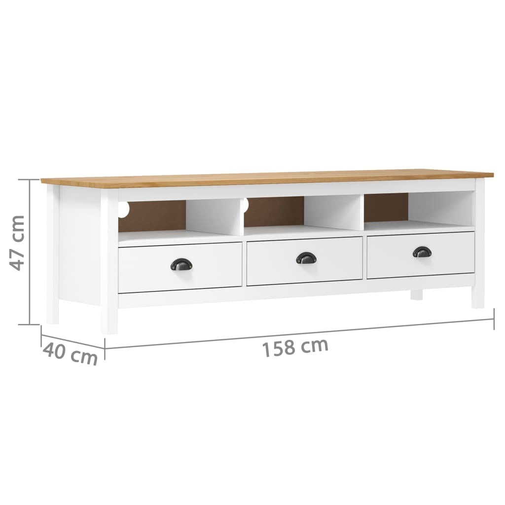 TV Cabinet Hill White 158x40x47 cm Solid Pine Wood