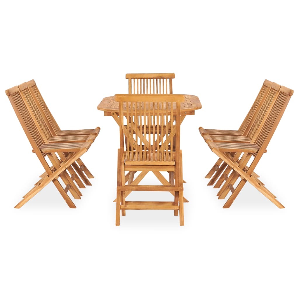 9 Piece Folding Outdoor Dining Set Solid Teak Wood