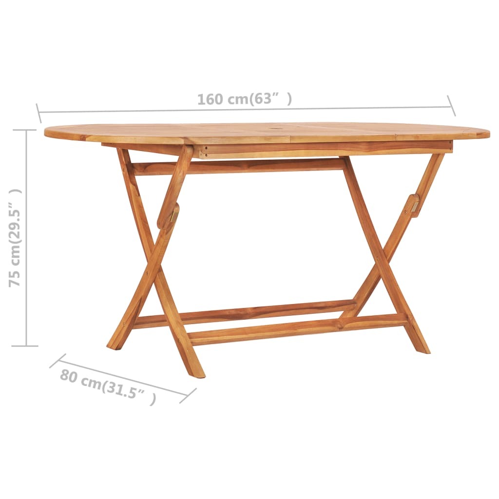 9 Piece Folding Outdoor Dining Set Solid Teak Wood