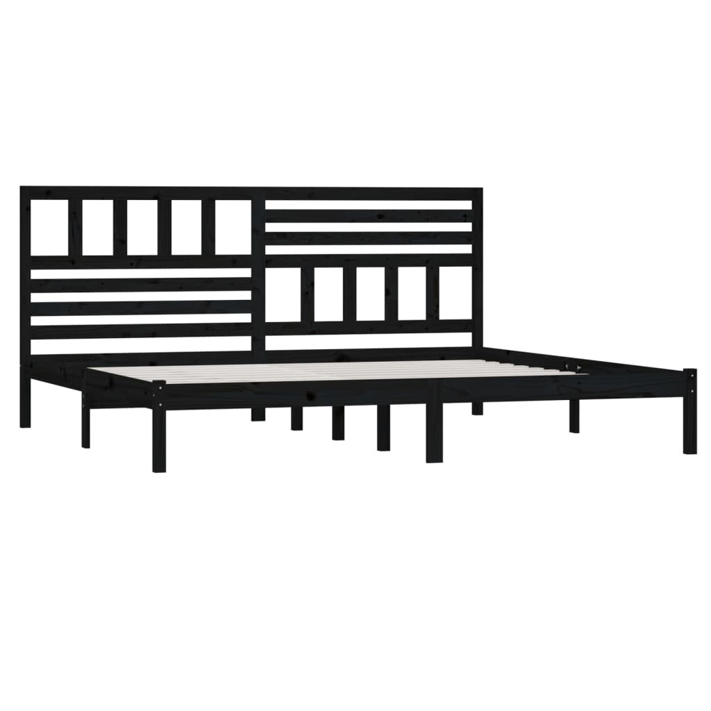 Bed Frame without Mattress Black Solid Wood Pine 200x200 cm