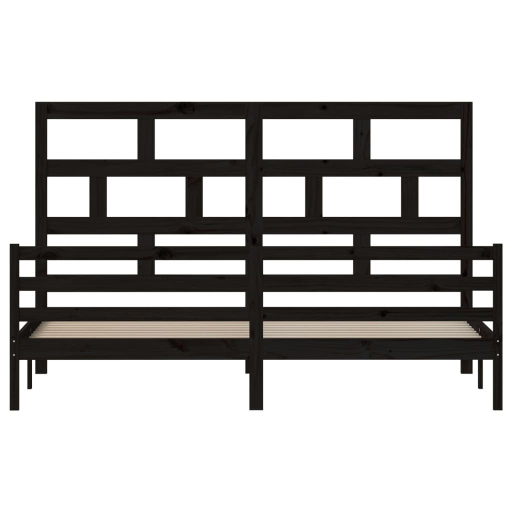 3101307 Bed Frame without Mattress Black Solid Wood 200x200 cm (810454+814218)