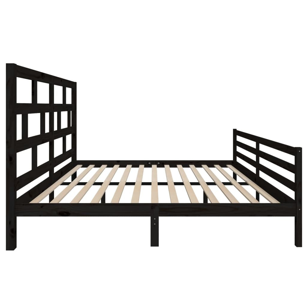 3101307 Bed Frame without Mattress Black Solid Wood 200x200 cm (810454+814218)