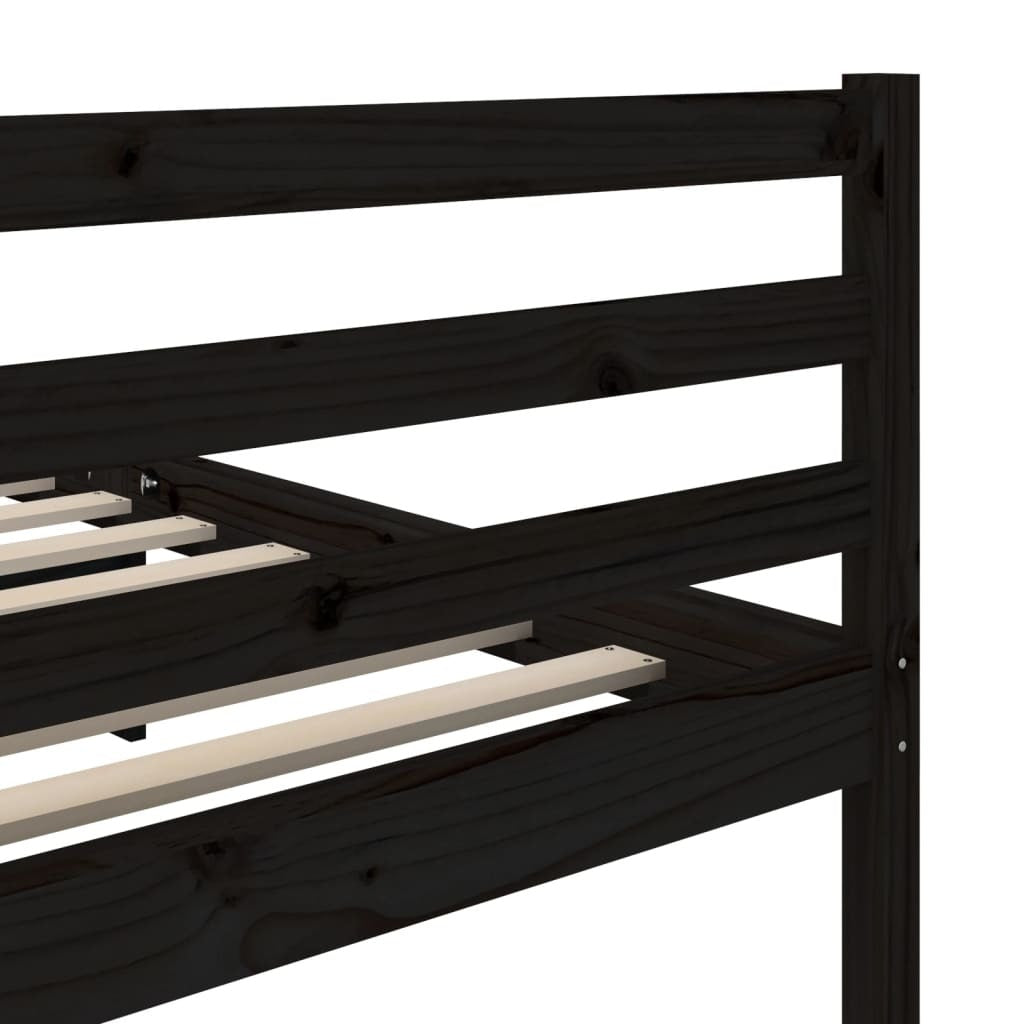 3101307 Bed Frame without Mattress Black Solid Wood 200x200 cm (810454+814218)