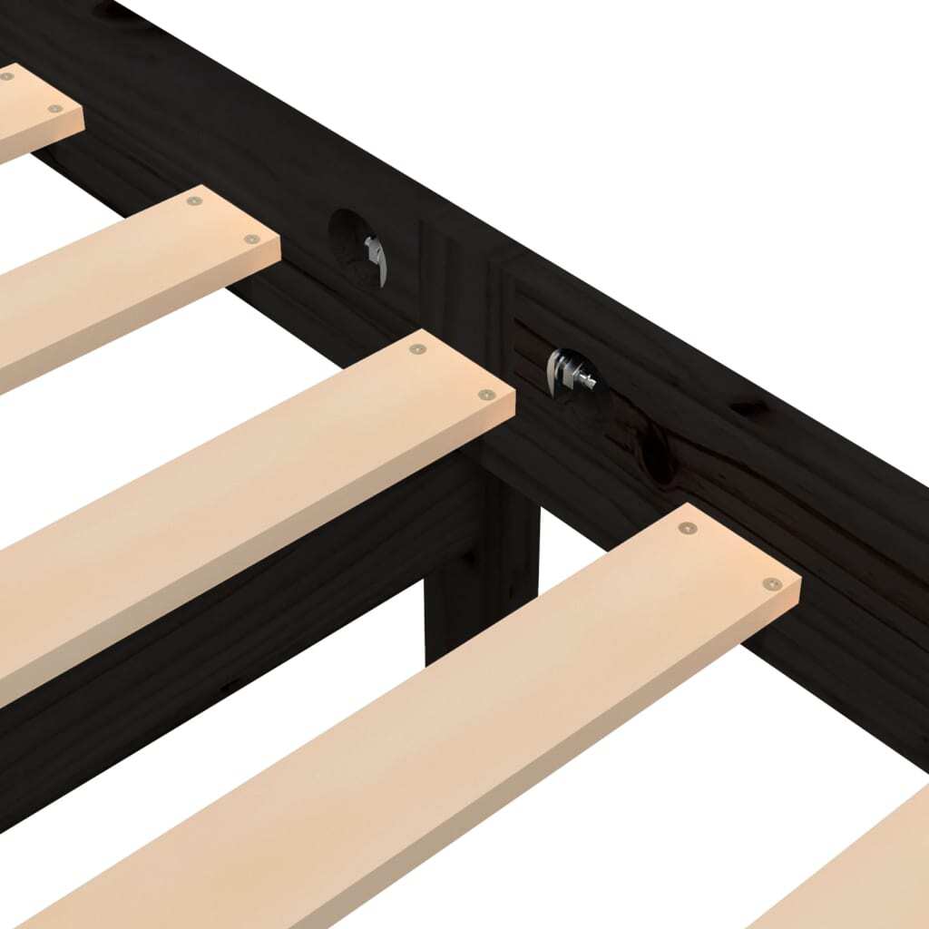 3101307 Bed Frame without Mattress Black Solid Wood 200x200 cm (810454+814218)