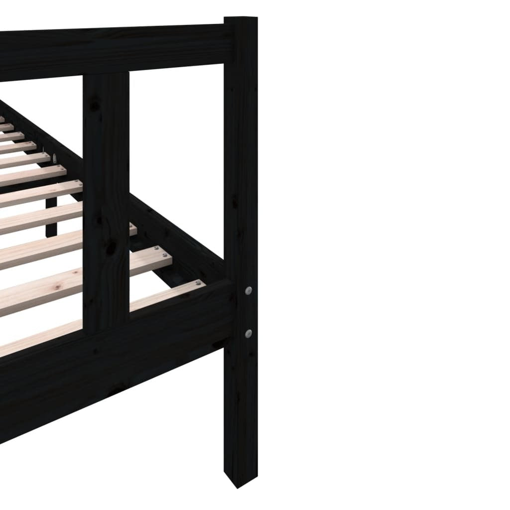 3101372 Bed Frame without Mattress Black Solid Wood 200x200 cm (810106+814218)