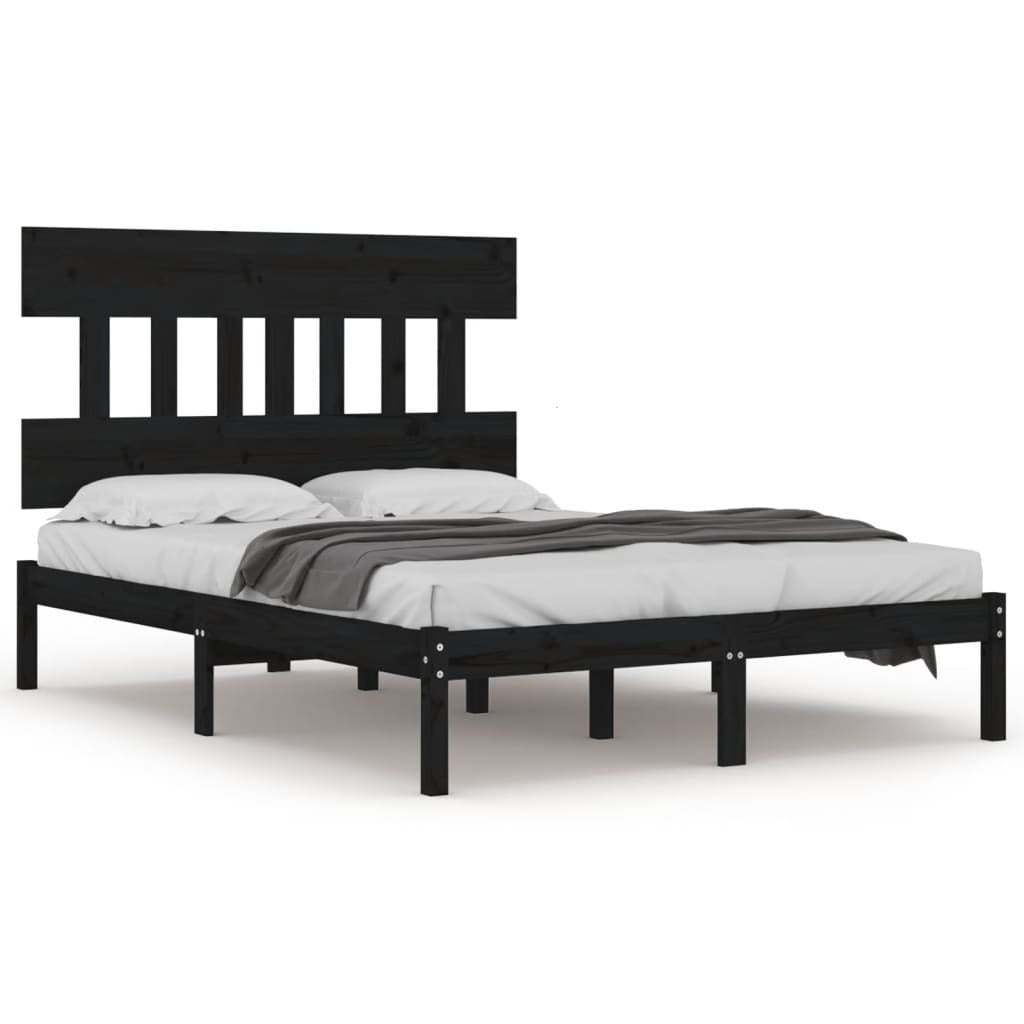 Bed Frame without Mattress Black 150x200 cm King Size Solid Wood