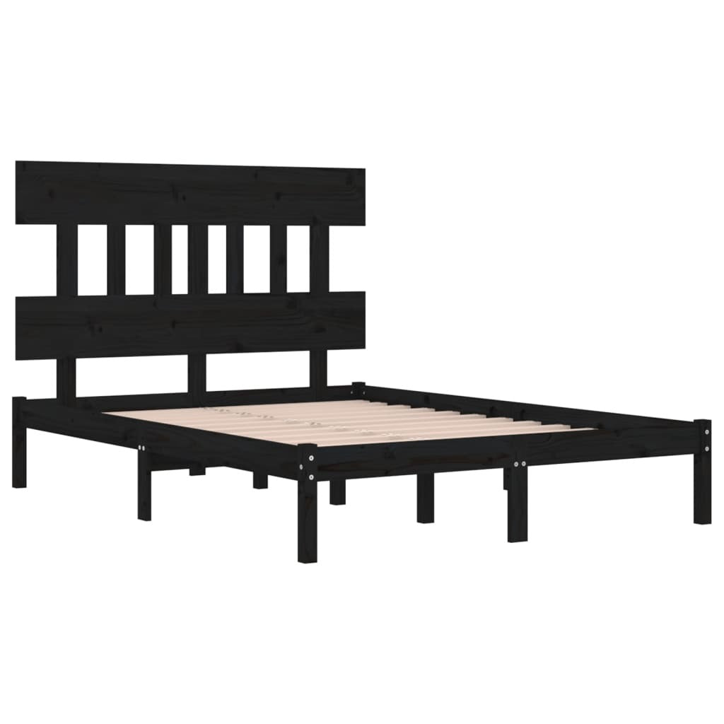 Bed Frame without Mattress Black 150x200 cm King Size Solid Wood