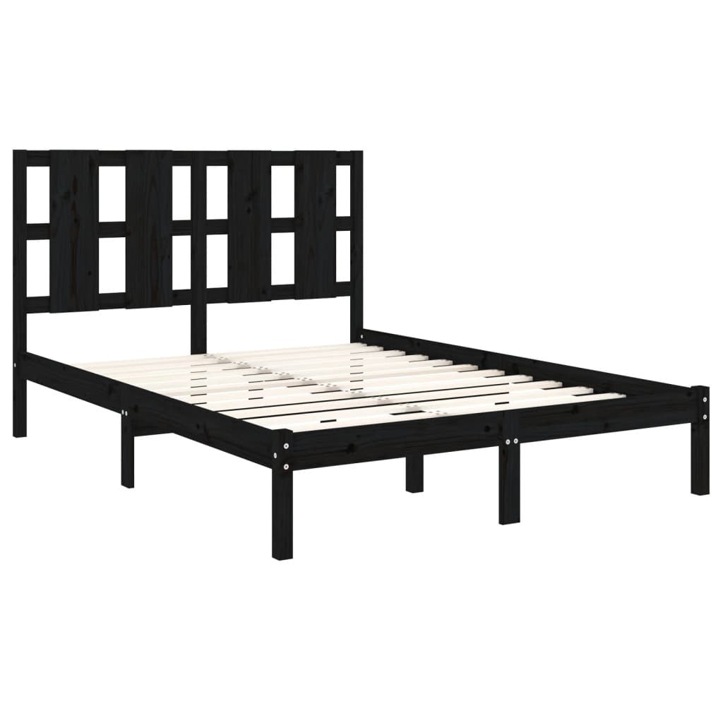 Bed Frame without Mattress Black 140x190 cm Solid Wood Pine