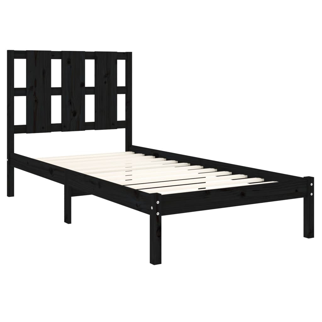 Bed Frame without Mattress Black 100x200 cm Solid Wood Pine