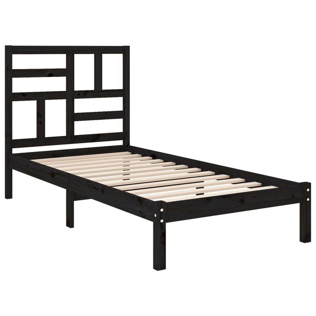 Bed Frame without Mattress Black Solid Wood 100x200 cm