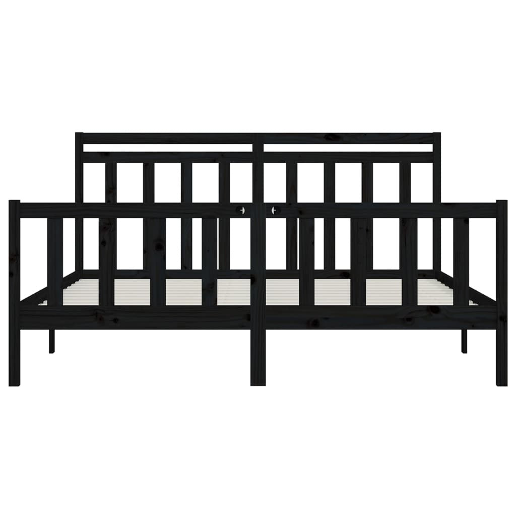 Bed Frame without Mattress Black Solid Wood Pine 200x200 cm