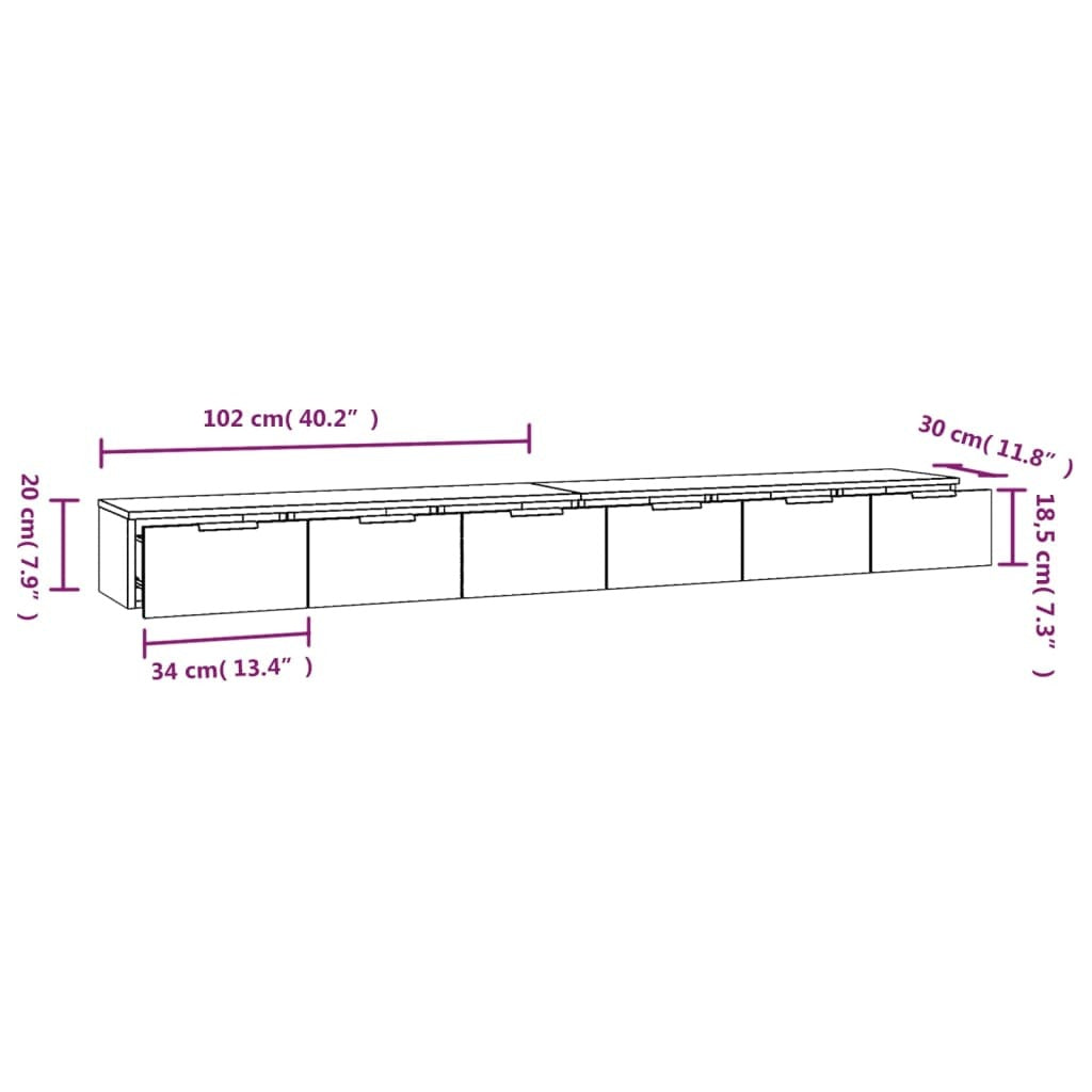 Wall Cabinets 2 pcs White 102x30x20 cm Engineered Wood