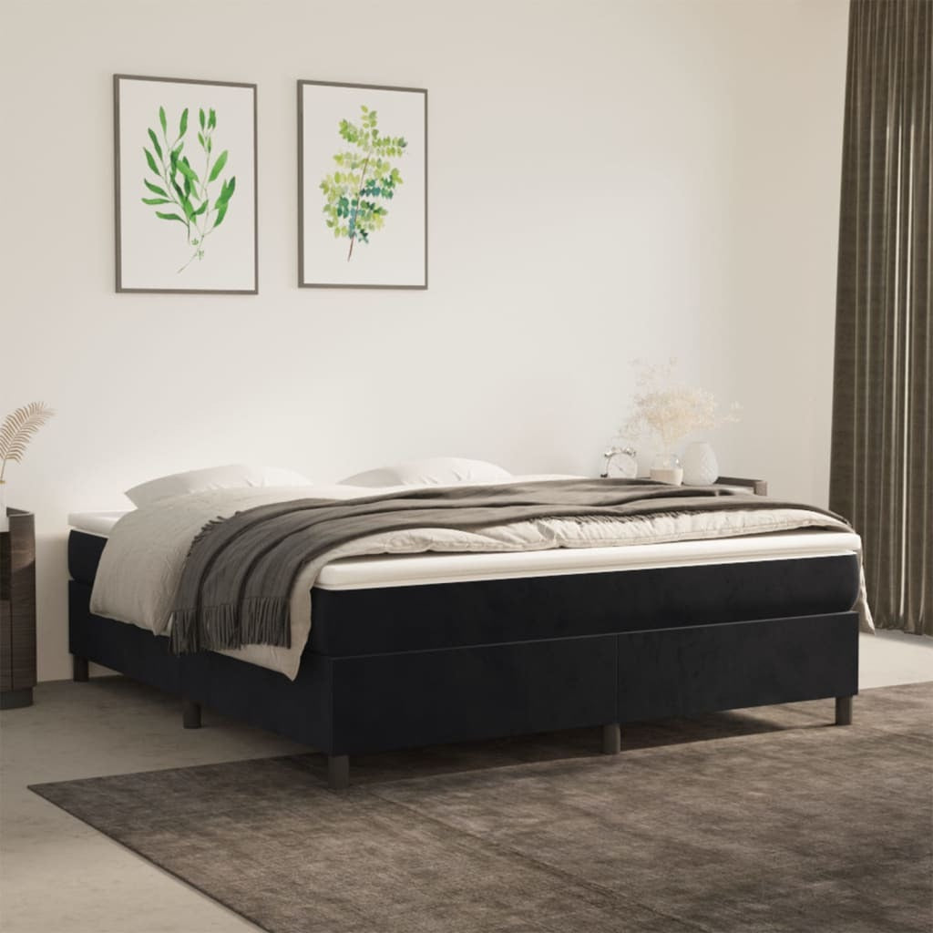 Bed Frame without Mattress Black Super King Velvet (UK/IE/FI/NO only)