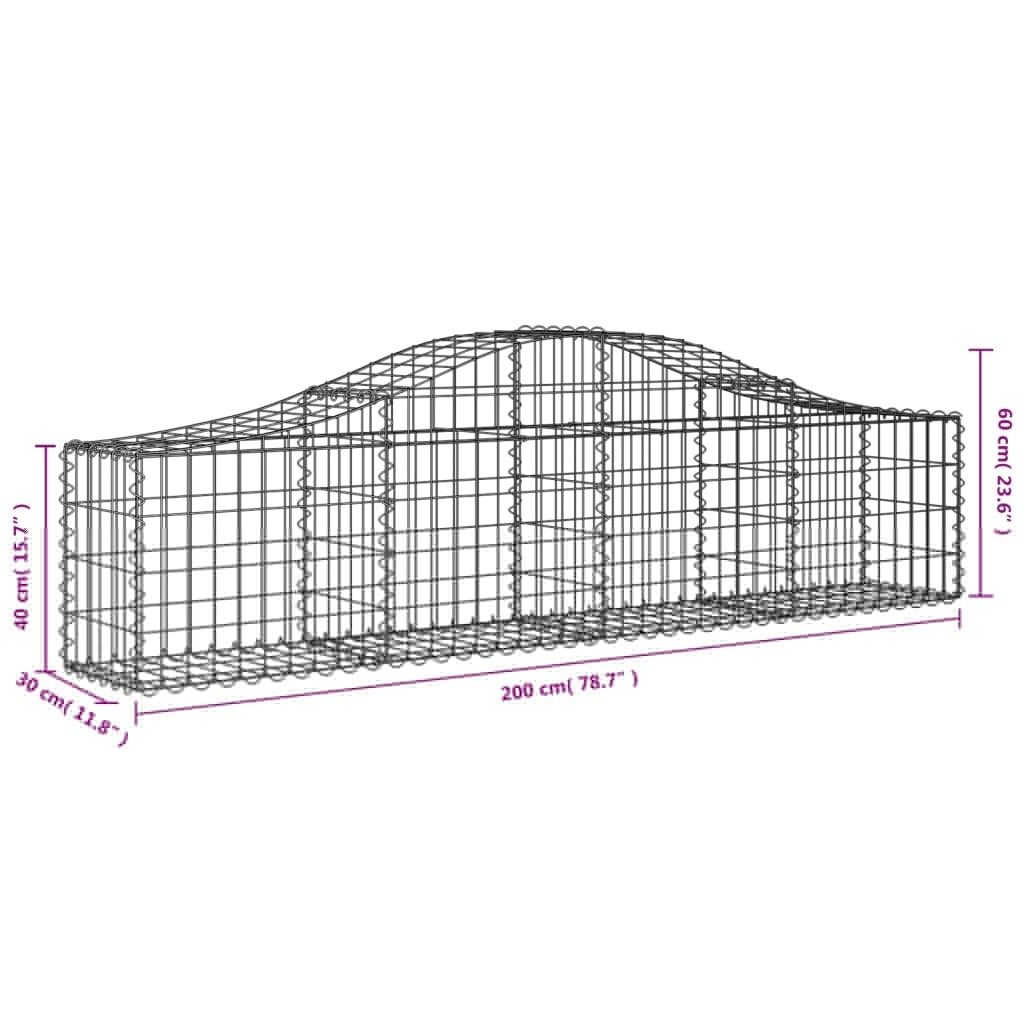 Arched Gabion Baskets 7 pcs 200x30x40/60 cm Galvanised Iron