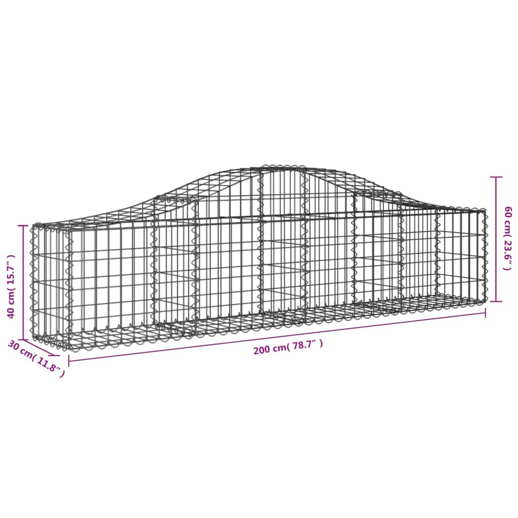Arched Gabion Baskets 10 pcs 200x30x40/60 cm Galvanised Iron