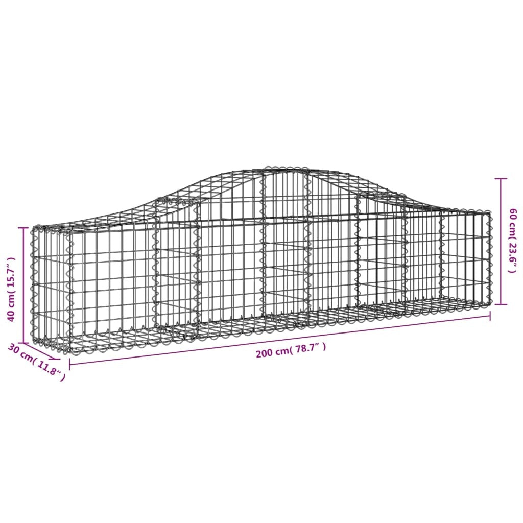 Arched Gabion Baskets 11 pcs 200x30x40/60 cm Galvanised Iron