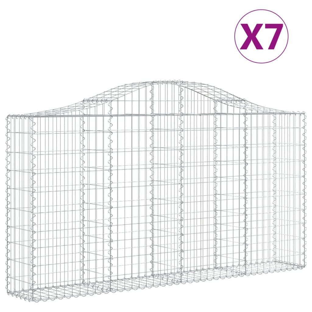 Arched Gabion Baskets 7 pcs 200x30x100/120 cm Galvanised Iron