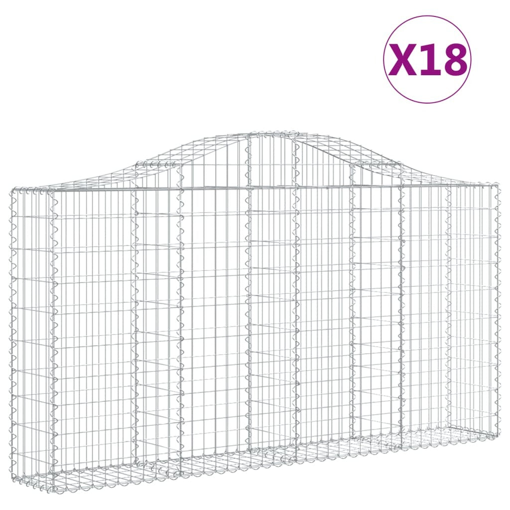 Arched Gabion Baskets 18 pcs 200x30x100/120 cm Galvanised Iron