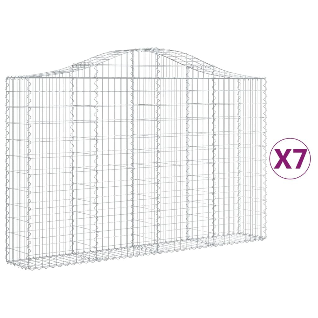 Arched Gabion Baskets 7 pcs 200x30x120/140 cm Galvanised Iron