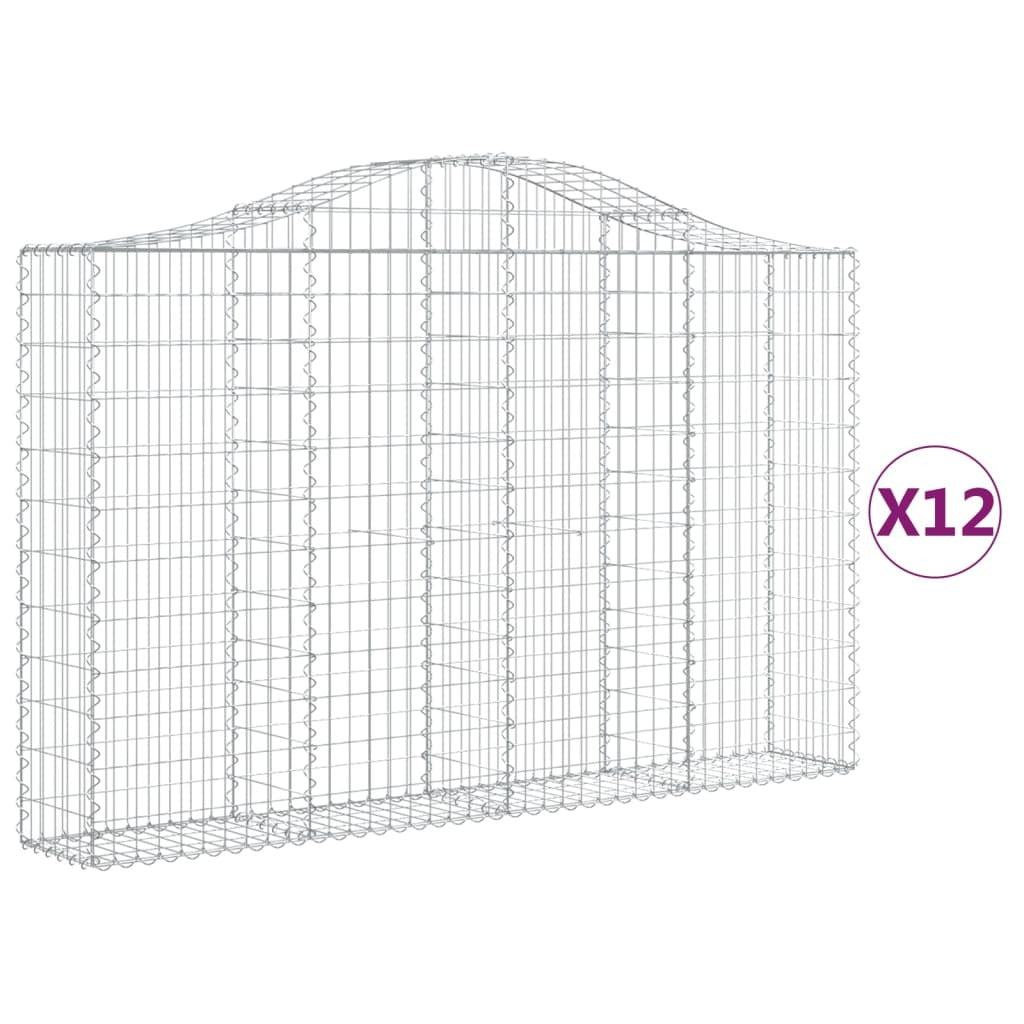 Arched Gabion Baskets 12 pcs 200x30x120/140 cm Galvanised Iron